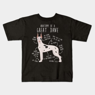 Cropped Harlequin Great Dane Dog Anatomy Kids T-Shirt